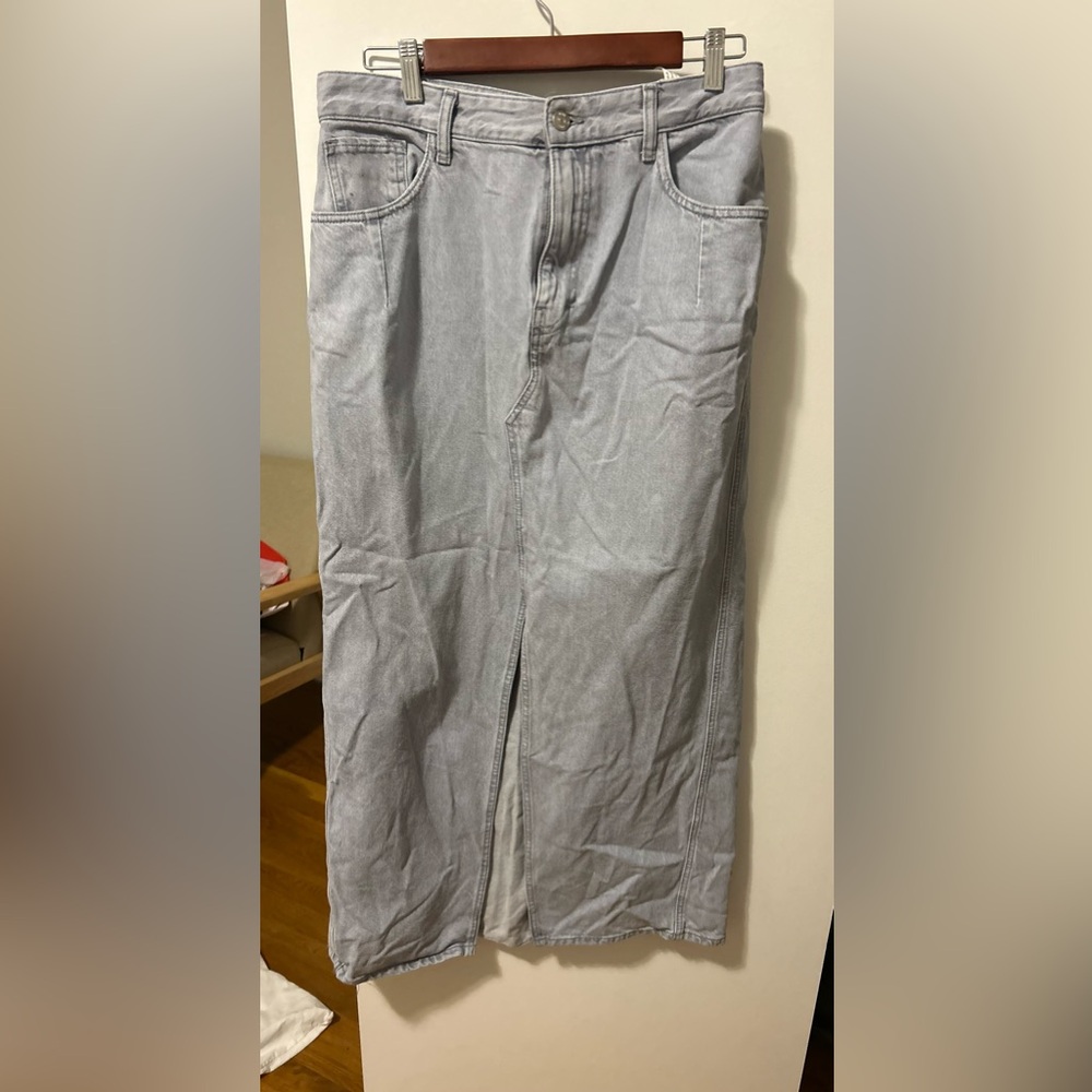 Zara light wash maxi denim skirt.
